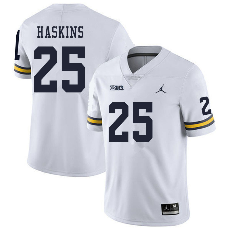 Men #25 Hassan Haskins Michigan Wolverines College Football Jerseys Sale-White